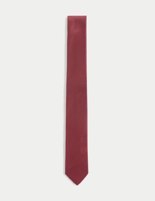 

Mens M&S Collection Skinny Geometric Tie - Burgundy, Burgundy