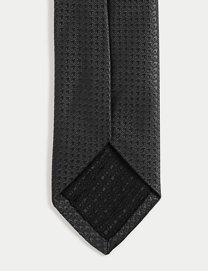 M&S Collection Skinny Geometric Tie - 1Size - Black, Black