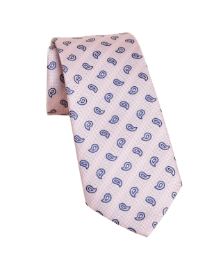 

Mens M&S Collection Slim Printed Paisley Tie - Pink, Pink