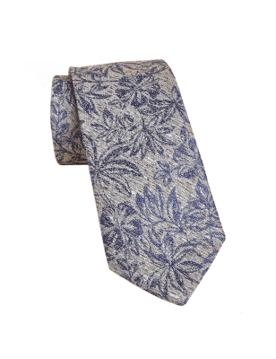 Mens M&S Collection Slim Textured Palm Tree Print Tie - Natural Mix