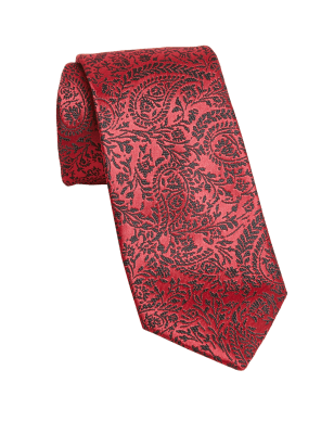 

Mens M&S Collection Slim Paisley Tie - Red Mix, Red Mix