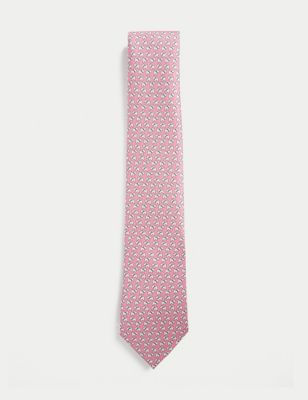 

Mens M&S Collection Dog Print Pure Silk Tie - Pale Pink, Pale Pink