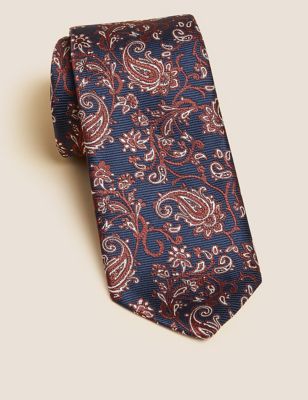 

Mens M&S Collection Paisley Tie - Navy Mix, Navy Mix