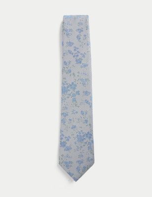 Floral Striped Pure Silk Tie | M&S Collection | M&S