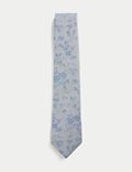 ربطة عنق مخططة من الحرير الصافي بنقشة زهور