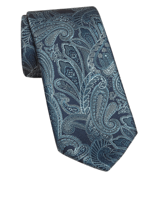 

Mens M&S Collection Paisley Tie - Blue Mix, Blue Mix