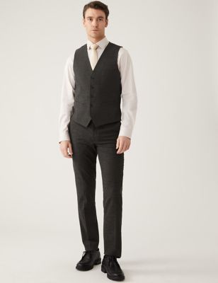 

Mens M&S Collection Puppytooth Waistcoat - Charcoal, Charcoal