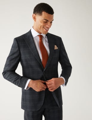 

Mens M&S Collection Slim Fit Check Suit Jacket - Navy, Navy