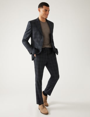 

Mens M&S Collection Slim Fit Check Jacket - Navy, Navy