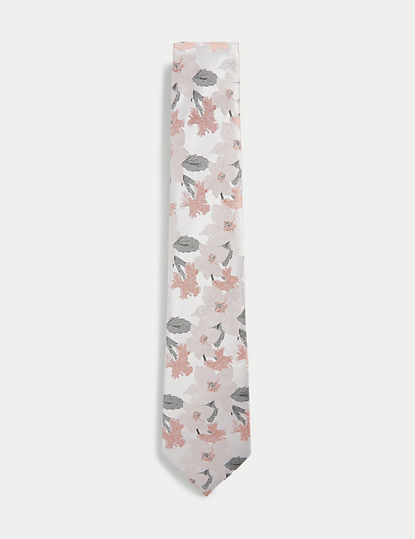 Printed Floral Pure Silk Tie - NL