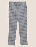 Slim Fit Check Suit Trousers with Stretch