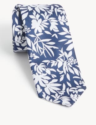 

Mens M&S Collection Krawatte mit Blumenmuster - Blau, Blau