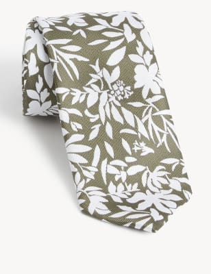 

Mens M&S Collection Floral Tie - Medium Green, Medium Green