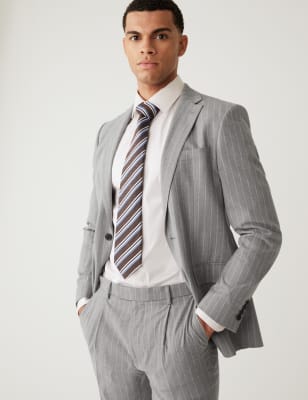 Slim Fit Pinstripe Suit Jacket