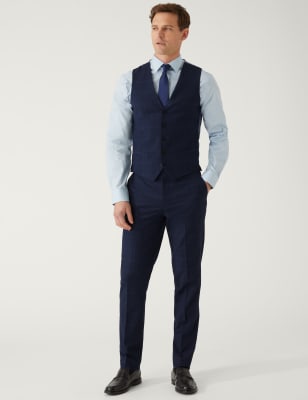 

Mens M&S Collection Check Waistcoat - Blue, Blue