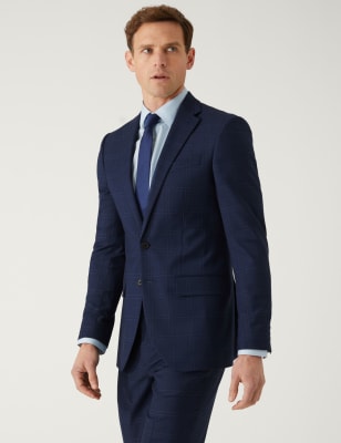 Navy check suit on sale jacket