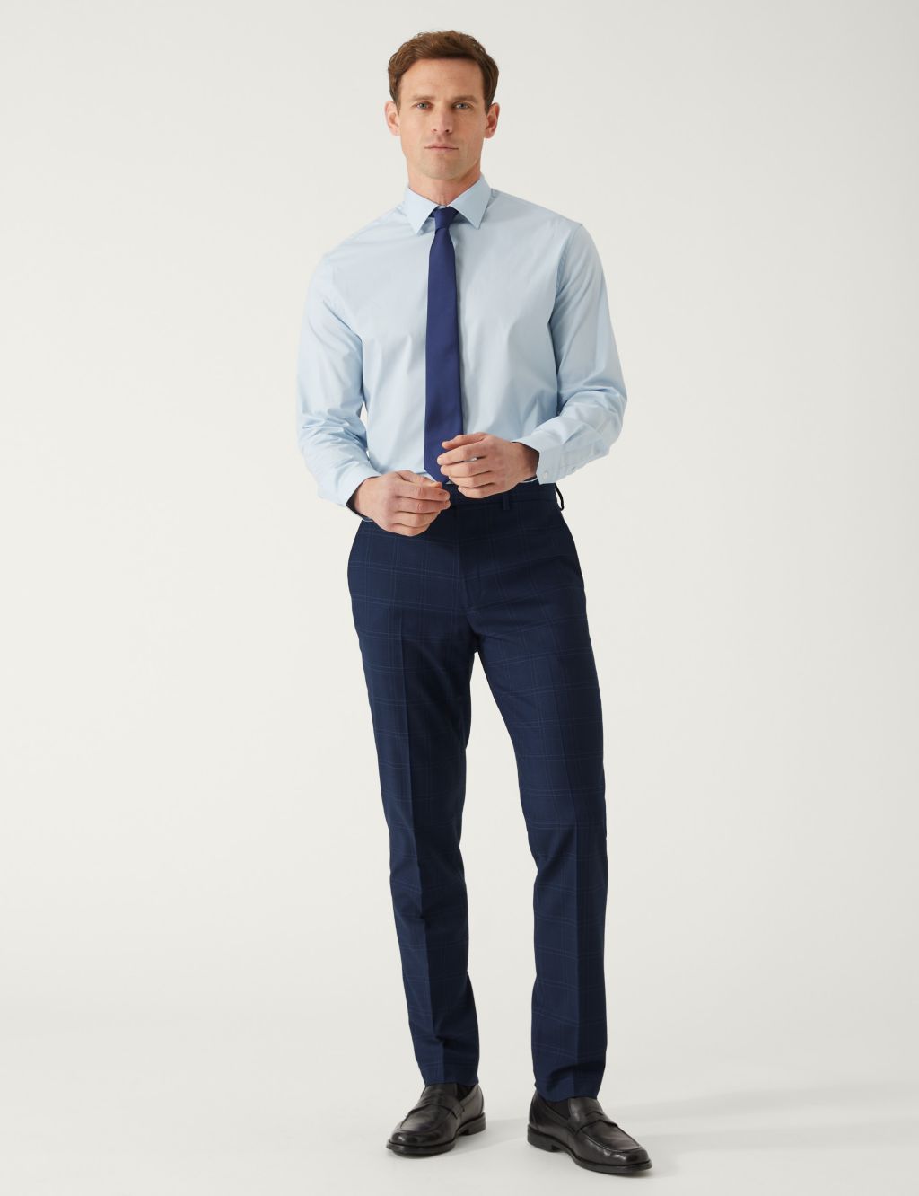 Slim Fit Check Suit Trousers image 1