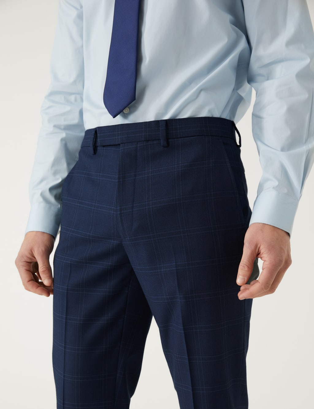 Slim Fit Check Suit Trousers image 4