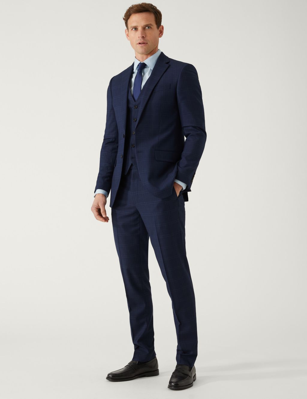 Slim Fit Check Suit Trousers image 5