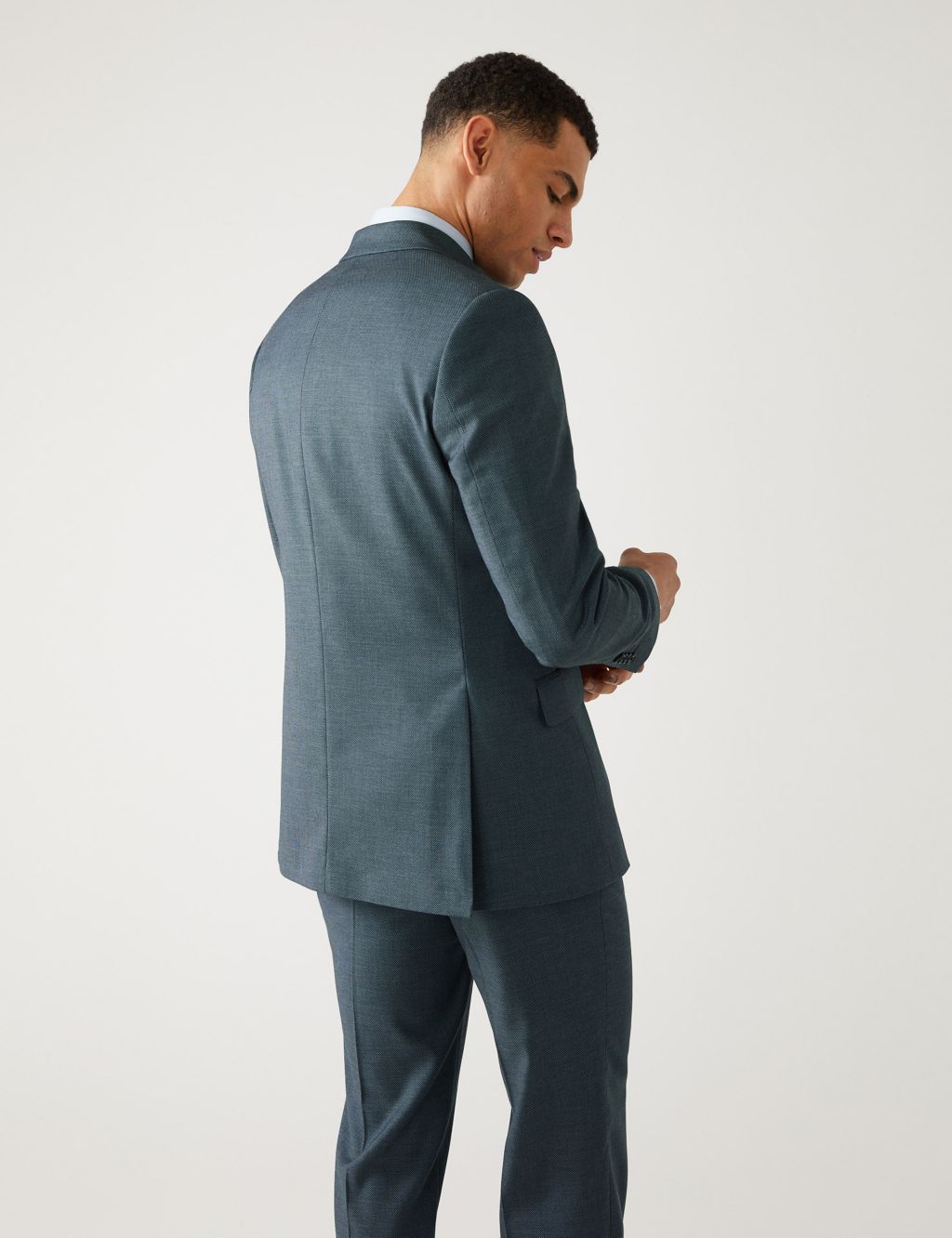 Regular Fit Textured Stretch Suit Jacket image 3