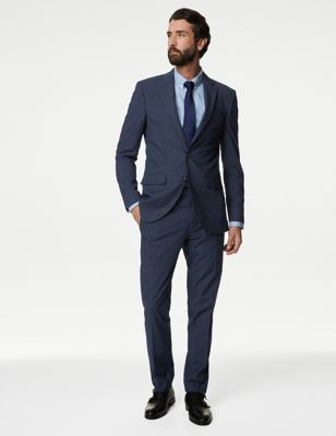 Slim Fit Prince of Wales Check Suit Trousers - DK