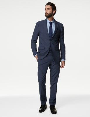 Slim Fit Prince of Wales Check Suit Trousers - CA