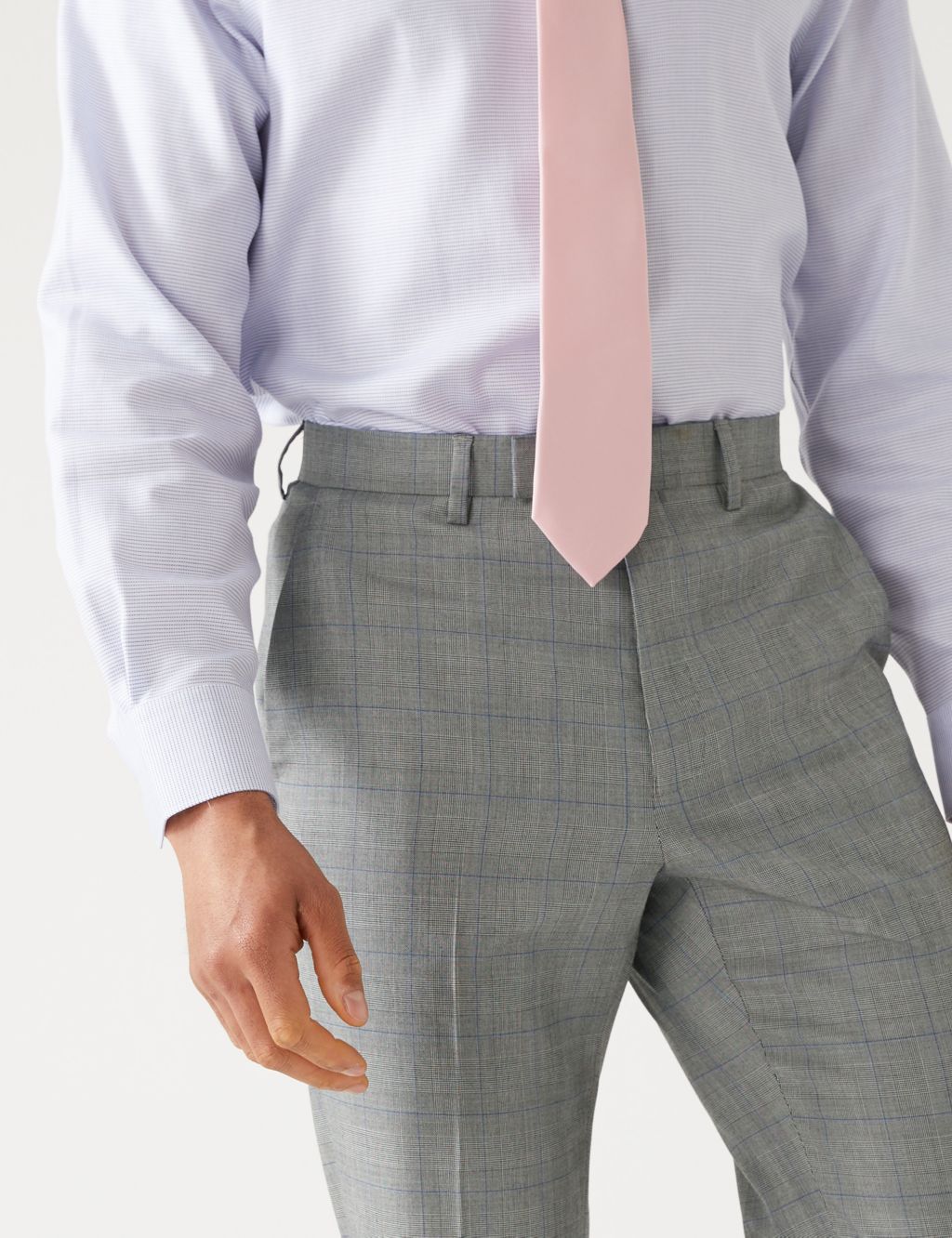 Regular Fit Prince of Wales Check Suit Trousers image 3