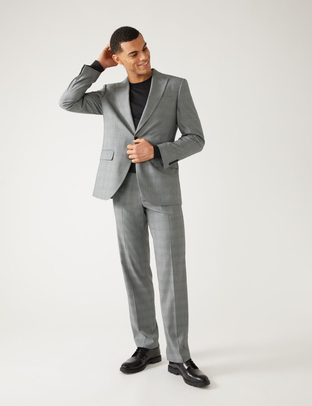 Regular Fit Prince of Wales Check Suit Trousers image 6