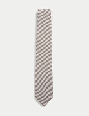 

Mens M&S Collection Slim Striped Tie - Neutral Brown, Neutral Brown