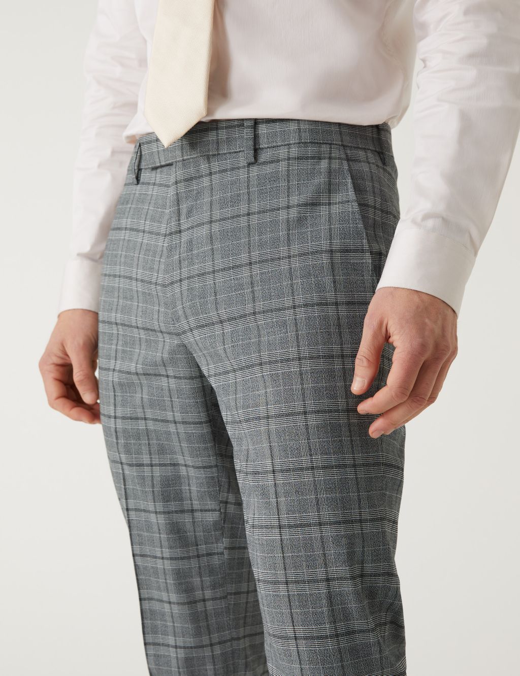 Slim Fit Prince of Wales Check Suit Trousers image 3