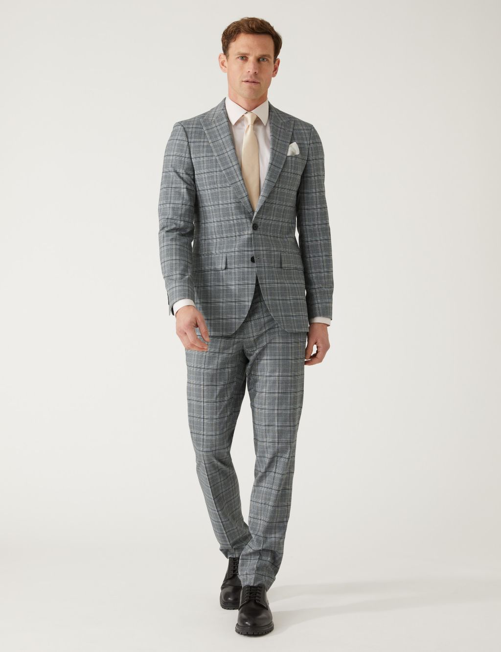 Slim Fit Prince of Wales Check Suit Trousers image 5