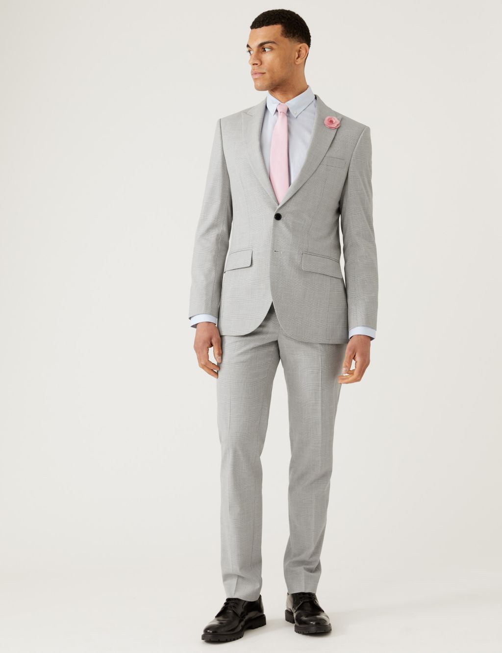 Slim Fit Prince of Wales Check Suit Trousers image 4