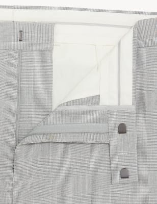 

Mens M&S Collection Slim Fit Prince of Wales Check Trousers - Light Grey, Light Grey