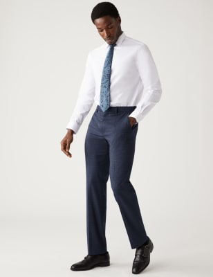 Regular Fit Check Stretch Suit Trousers