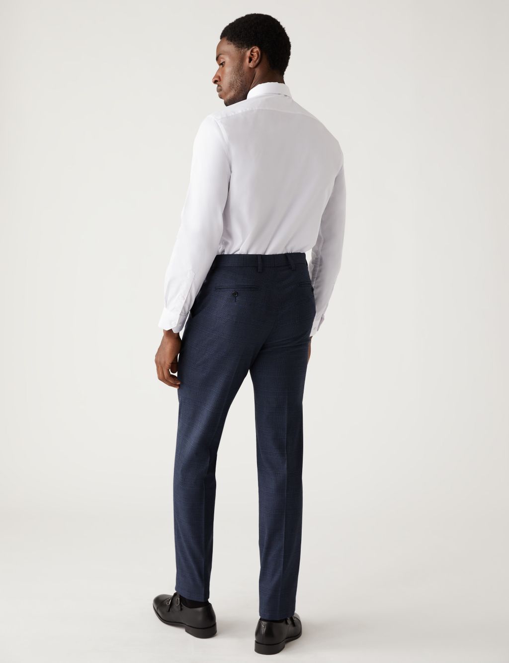 Regular Fit Check Stretch Suit Trousers image 5
