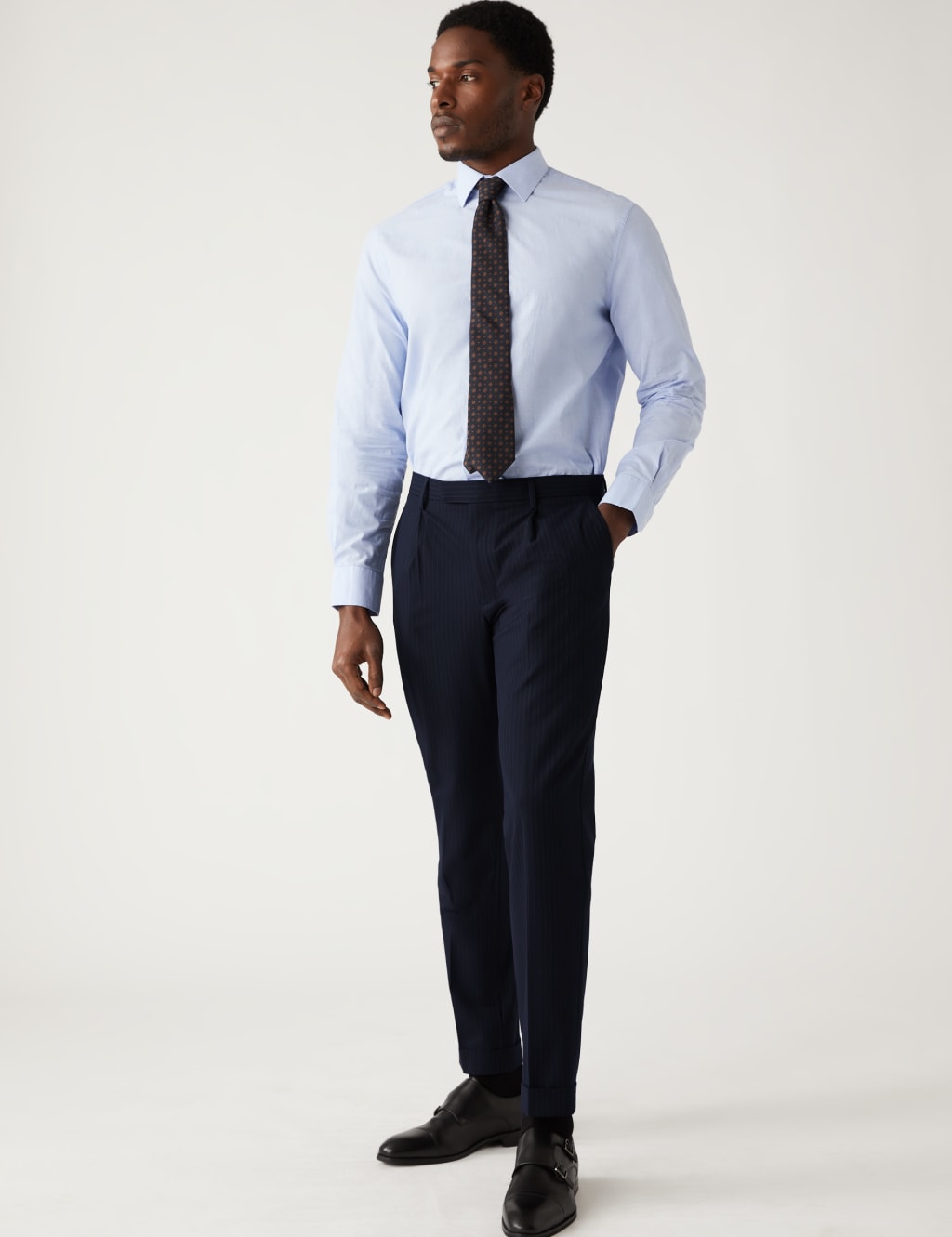 Slim Fit Pinstripe Stretch Suit Trousers image 1