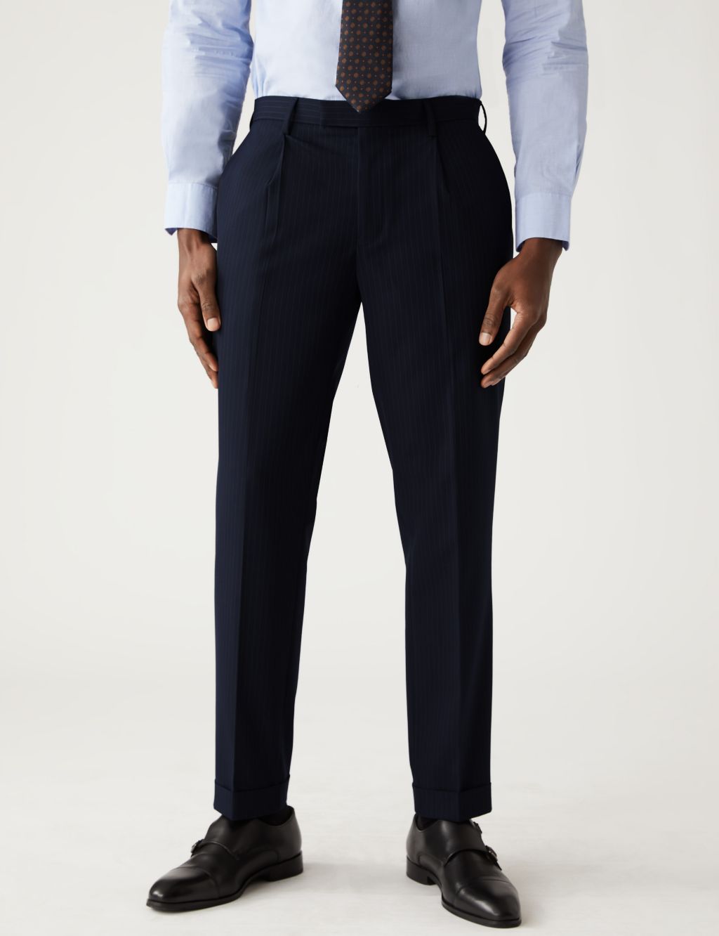 Slim Fit Pinstripe Stretch Suit Trousers image 2