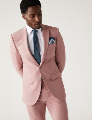 

Mens M&S Collection Slim Fit Marl Stretch Suit Jacket - Pink, Pink