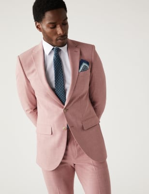

Mens M&S Collection Schmal geschnittene melierte Anzugjacke mit Stretchanteil - Pink, Pink