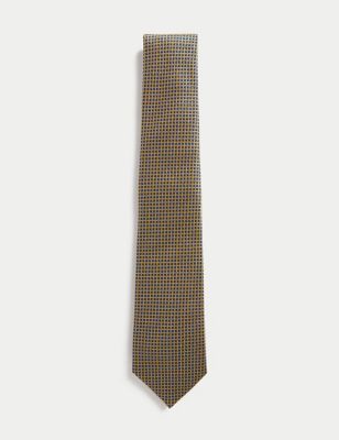 ربطة عنق من الحرير الصافي بنقشة أشكال هندسية - QA