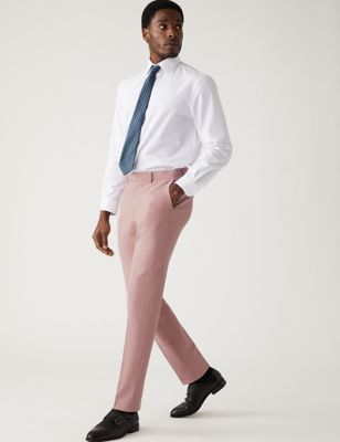 

Mens M&S Collection Slim Fit Marl Stretch Suit Trousers - Pink, Pink