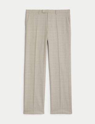 

Mens M&S Collection Regular Fit Check Stretch Suit Trousers - Neutral, Neutral
