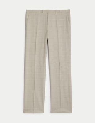 

Mens M&S Collection Regular Fit Check Stretch Suit Trousers - Neutral, Neutral