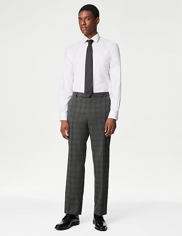 Regular Fit Check Stretch Suit Trousers - DK