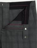 Kárované strečové kostýmové kalhoty, klasický střih
