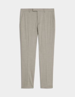 M&S Mens Slim Fit Stretch Suit Trousers - 32REG - Neutral, Neutral,Pink,Sage Green,Blue