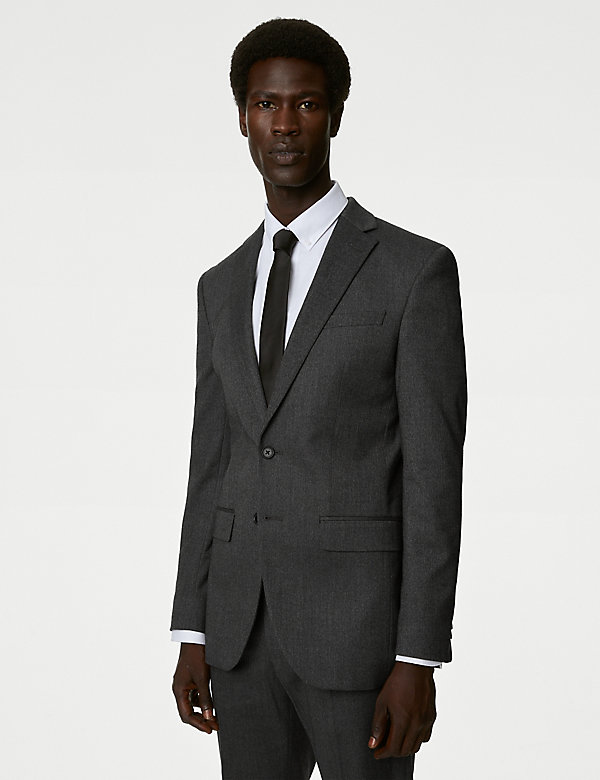 Slim Fit Stretch Textured Suit Jacket