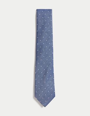 

Mens M&S Collection Polka Dot Silk Rich Tie - Medium Blue, Medium Blue