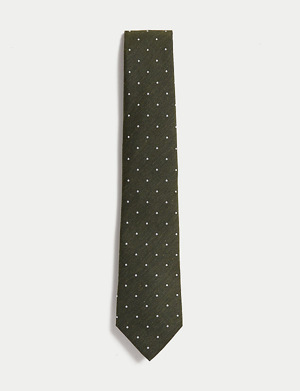 Krawat w kropki z mieszanki z przewagą jedwabiu - PL