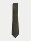 Krawat w kropki z mieszanki z przewagą jedwabiu